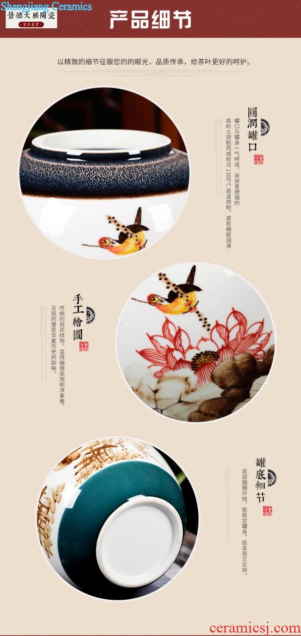 Jingdezhen ceramic large caddy seal pot home puer tea pot of tea urn storage and receives the tea bucket