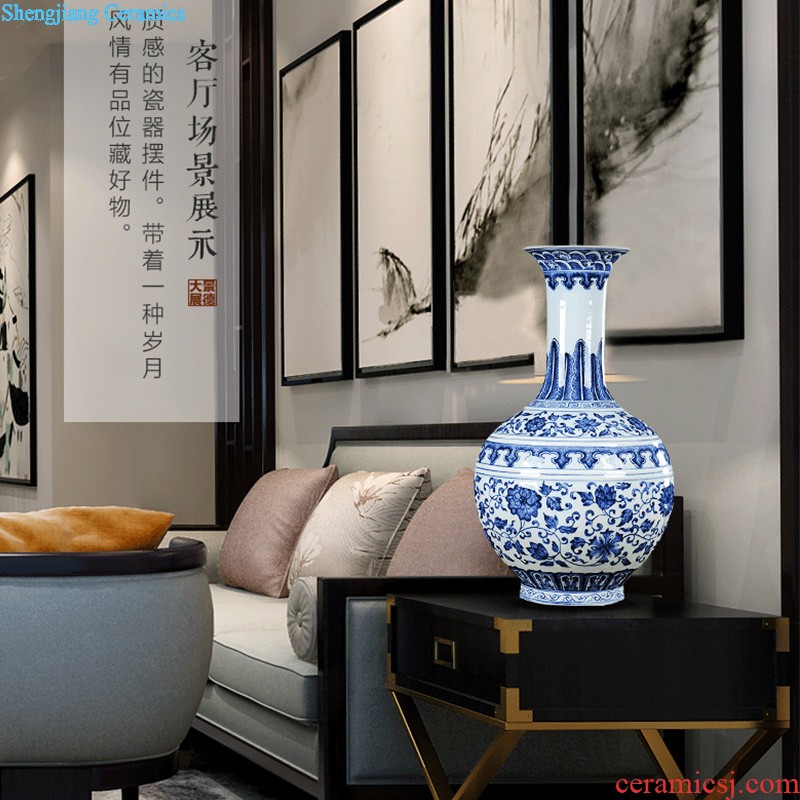 Chinese pottery and porcelain vase furnishing articles The living room floor high modern creative home famous hand-painted handicraft arranging flowers