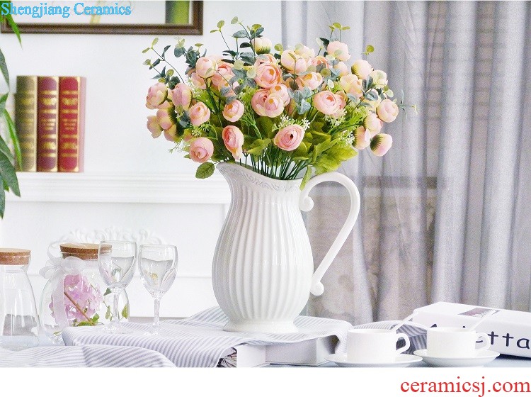 Jingdezhen ceramic contemporary and contracted white vase trumpet The sitting room dry flower flower arranging, table decorations furnishing articles