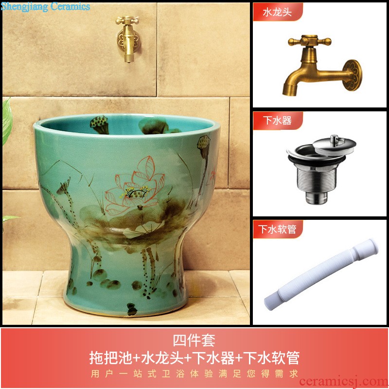 M beautiful European beauty ceramic toilet stage basin sink lavatory basin that wash a face Square blue glaze