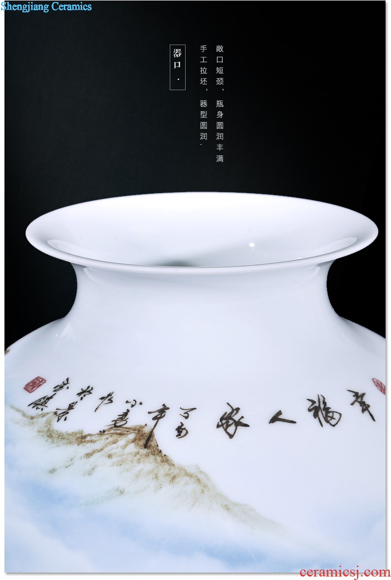 Jingdezhen ceramic flower vases peach famous sitting room hand-painted crafts creative household adornment restoring ancient ways furnishing articles