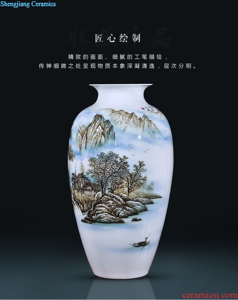 Jingdezhen ceramic flower vases peach famous sitting room hand-painted crafts creative household adornment restoring ancient ways furnishing articles