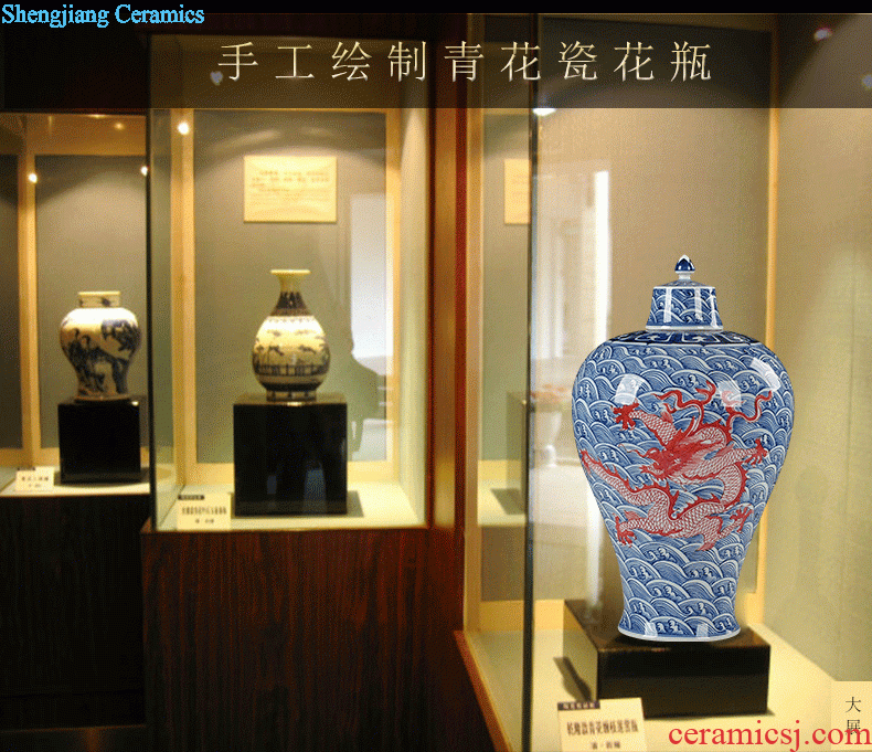 Exhibition of jingdezhen ceramics vase sitting room place luck vase household act the role ofing is tasted Chinese red ornaments