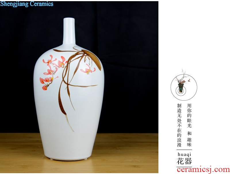 Jingdezhen ceramic hand-painted vases, dried flowers flower arrangement sitting room TV ark of new Chinese style household adornment handicraft furnishing articles