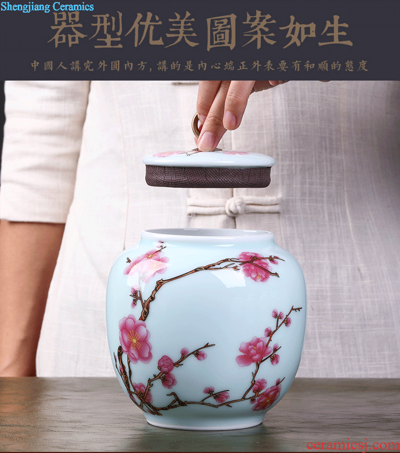 Exhibition of jingdezhen ceramics pu 'er tea tea pot of tea urn storage storehouse boxes large plum tea caddy