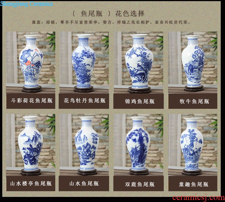 Hand-painted mini flower vase of blue and white porcelain of jingdezhen ceramics home rich ancient frame furnishing articles classic Chinese style living room