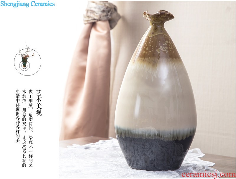 Art kiln porcelain vase decoration Flower glaze olive bottle Modern home furnishing articles porcelain arts and crafts