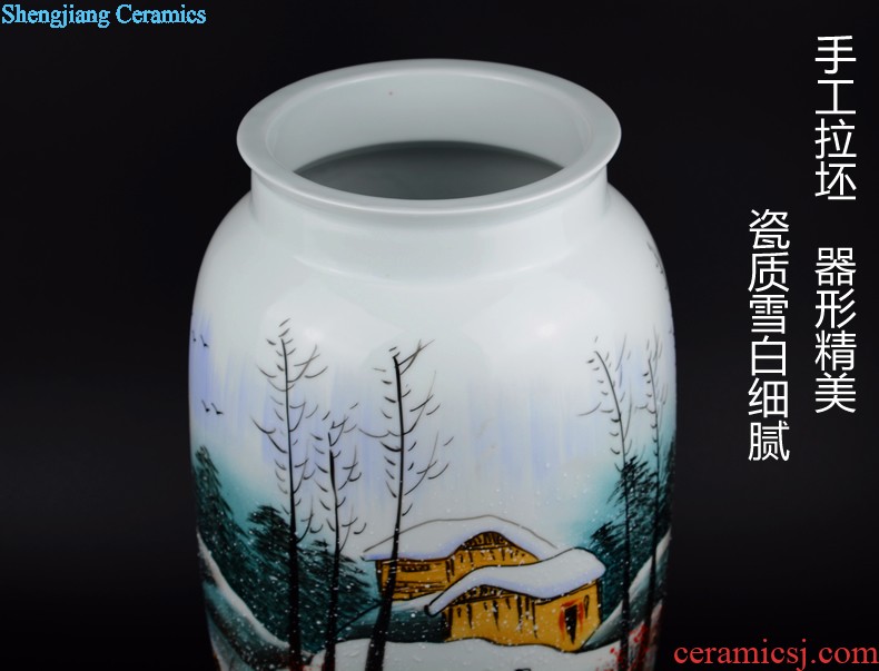 Jingdezhen ceramics Archaize peacock blue vase Chinese sitting room ark creative retro furnishing articles ornaments