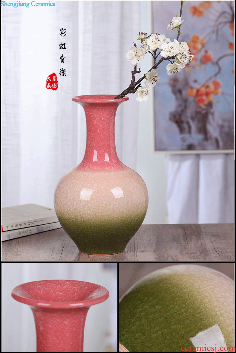 Jingdezhen ceramic vase office furnishing articles yellow sitting room TV ark household decorates porch ark crafts