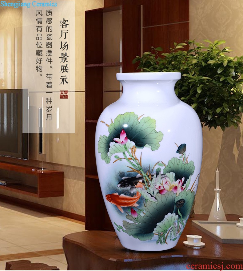 Famous hand-painted ceramic vase furnishing articles jingdezhen porcelain household sitting room adornment flower arranging furnishing articles creative arts and crafts