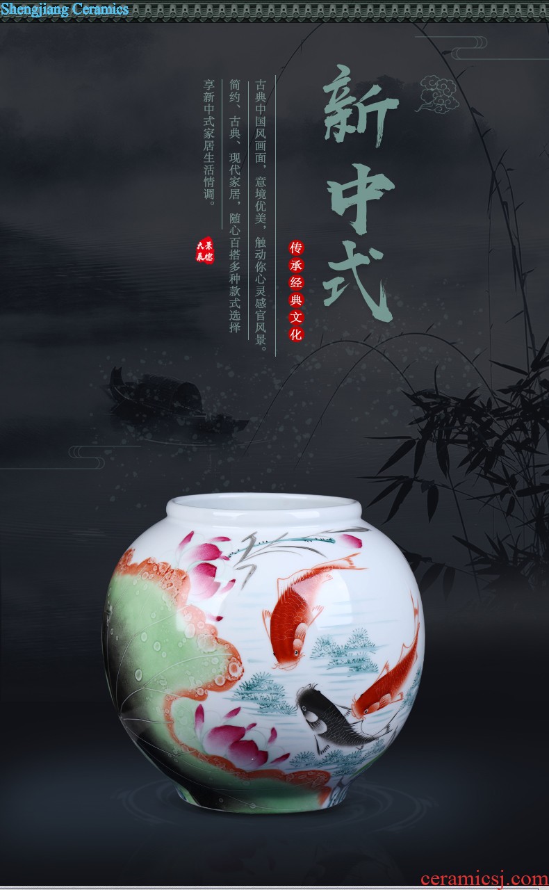 Jingdezhen hand-painted caddy large ceramic seven loaves seal storage POTS and pu 'er tea caddy