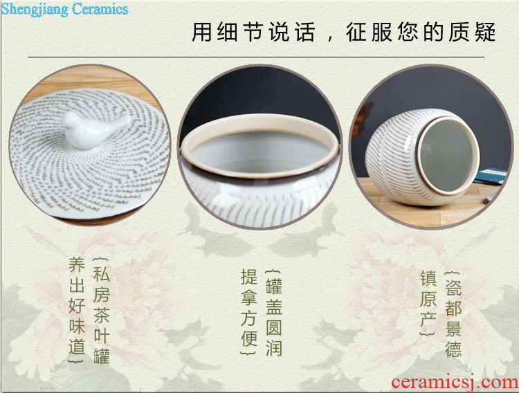 Caddy ceramic seal tank large sealed cans a jin of loose tea pot jingdezhen household with cover storage tank