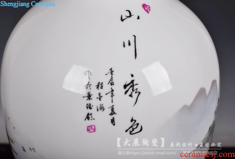 Jingdezhen ceramics vase large flower arrangement Sitting room appropriate home furnishing articles set TV ark adornment has opened in the background