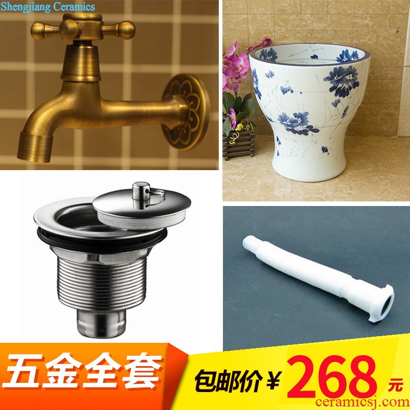 M beautiful ceramic art basin mop mop pool ChiFangYuan one-piece mop pool of 40 cm diameter ink lotus