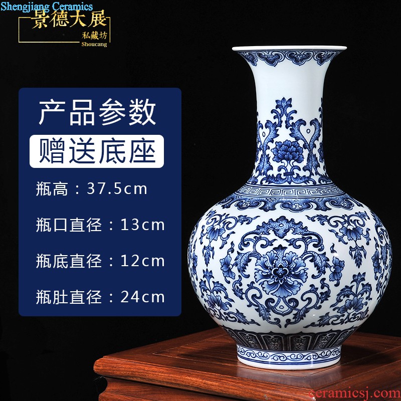 Jingdezhen hand-painted ceramic vases, contracted and contemporary and fashionable household furnishing articles lotus flower arrangement sitting room place dry vase