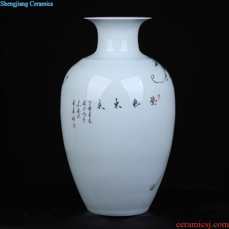 Famous hand-painted jingdezhen ceramic vase furnishing articles landscape painting house sitting room adornment large-sized restoring ancient ways is China