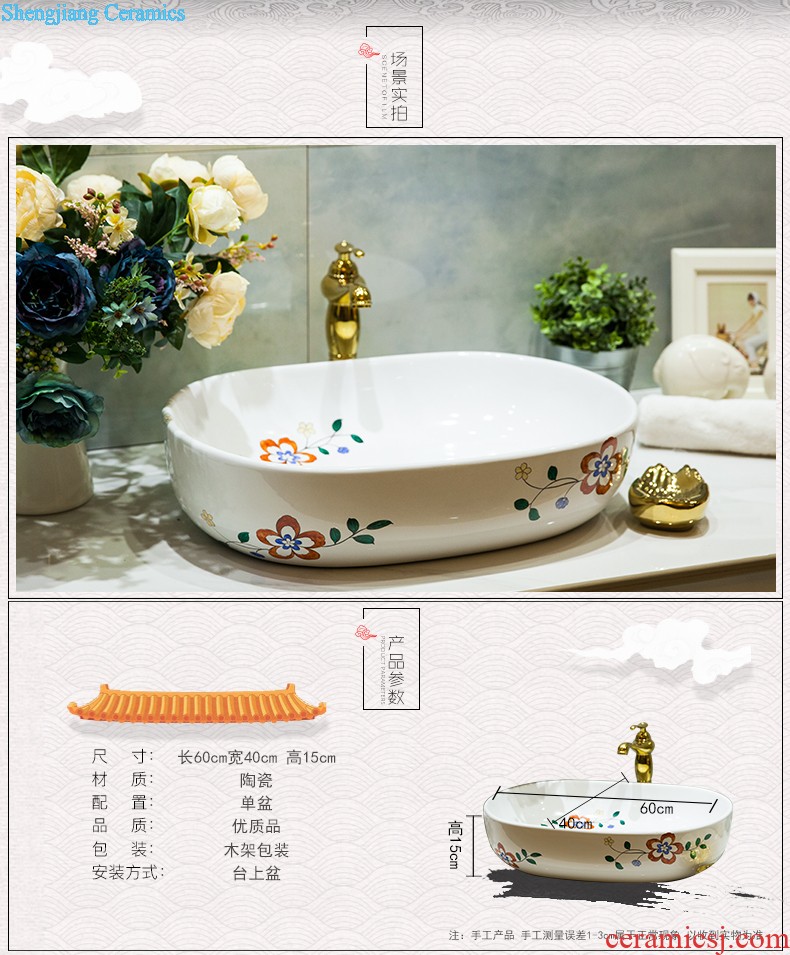 Ceramic basin stage basin sinks art circle European toilet lavabo hand-painted The little lover