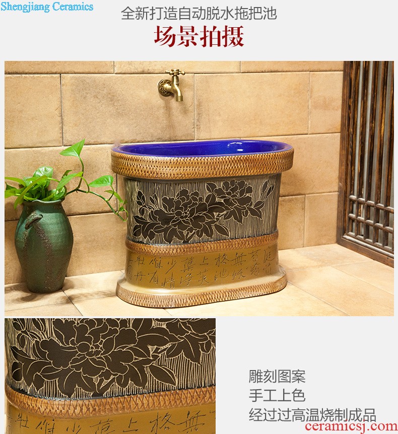 Ou basin one-piece lavabo ceramic golden column pillar floor lavatory basin hotel and trip in