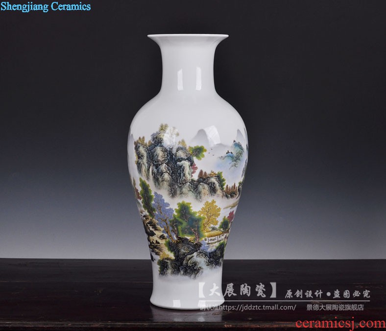 Jingdezhen ceramics vase large flower arrangement Sitting room appropriate home furnishing articles set TV ark adornment has opened in the background