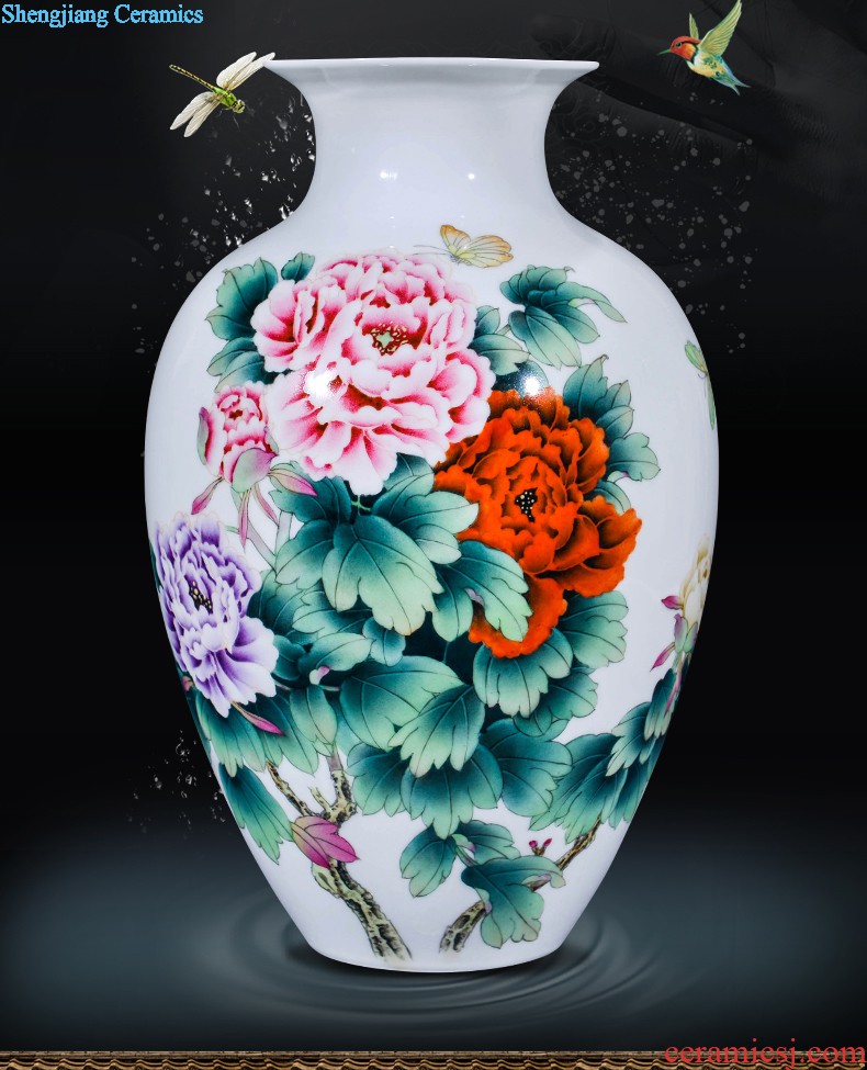 Jingdezhen ceramics hand-painted vases, flower arranging new Chinese style household adornment handicraft sitting room half a knife mud furnishing articles