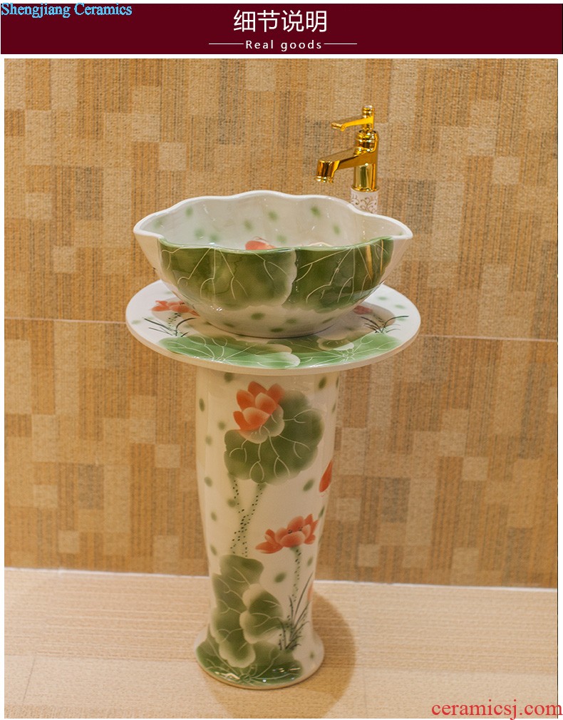 Koh larn, qi ceramic sanitary ware of toilet stage basin sink toilet lavatory basin hand-painted gold orchid flowers