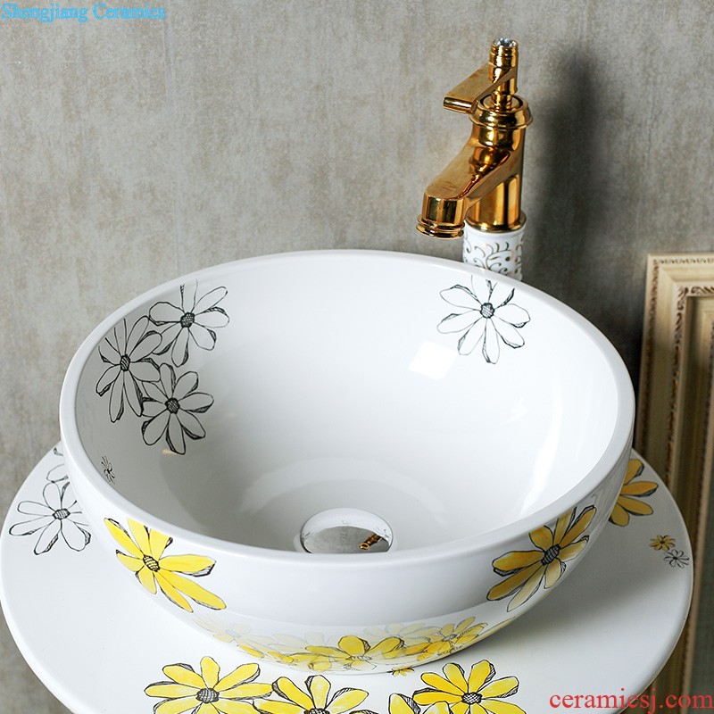 Continental basin of pillar type lavatory balcony column ceramic floor sink basin integrated outdoor sink