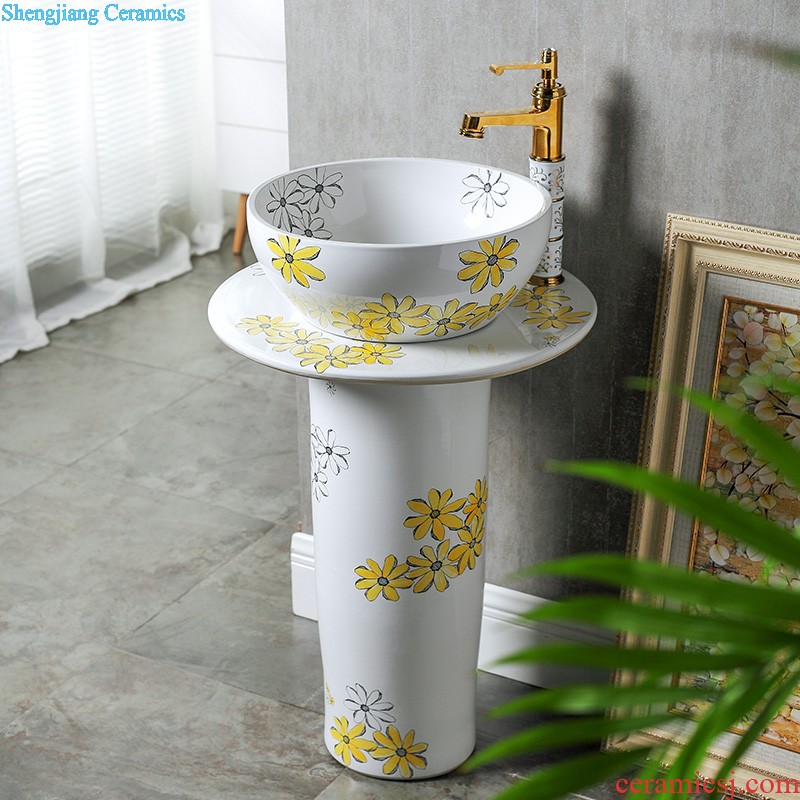 Continental basin of pillar type lavatory balcony column ceramic floor sink basin integrated outdoor sink