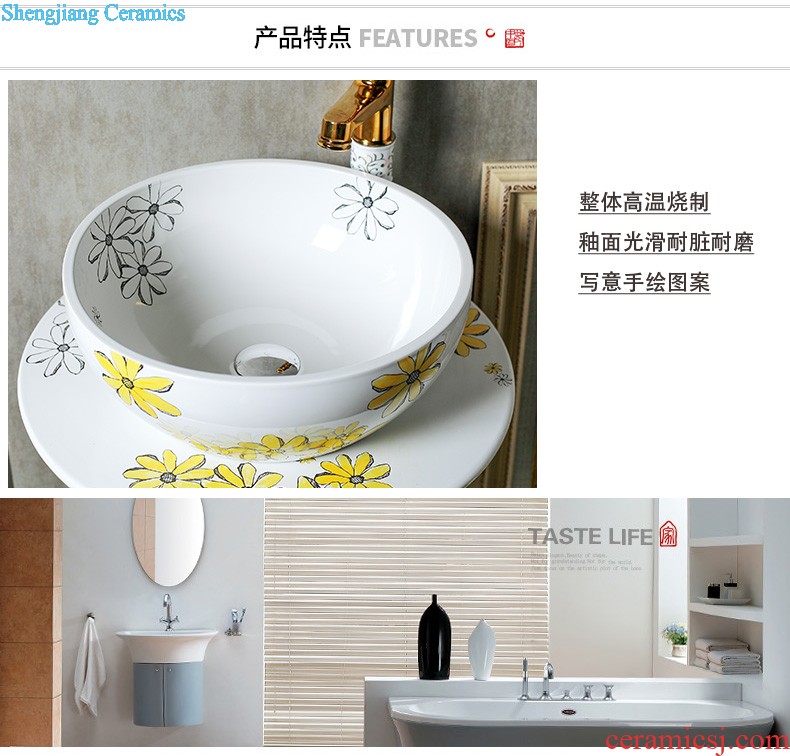 Continental basin of pillar type lavatory balcony column ceramic floor sink basin integrated outdoor sink