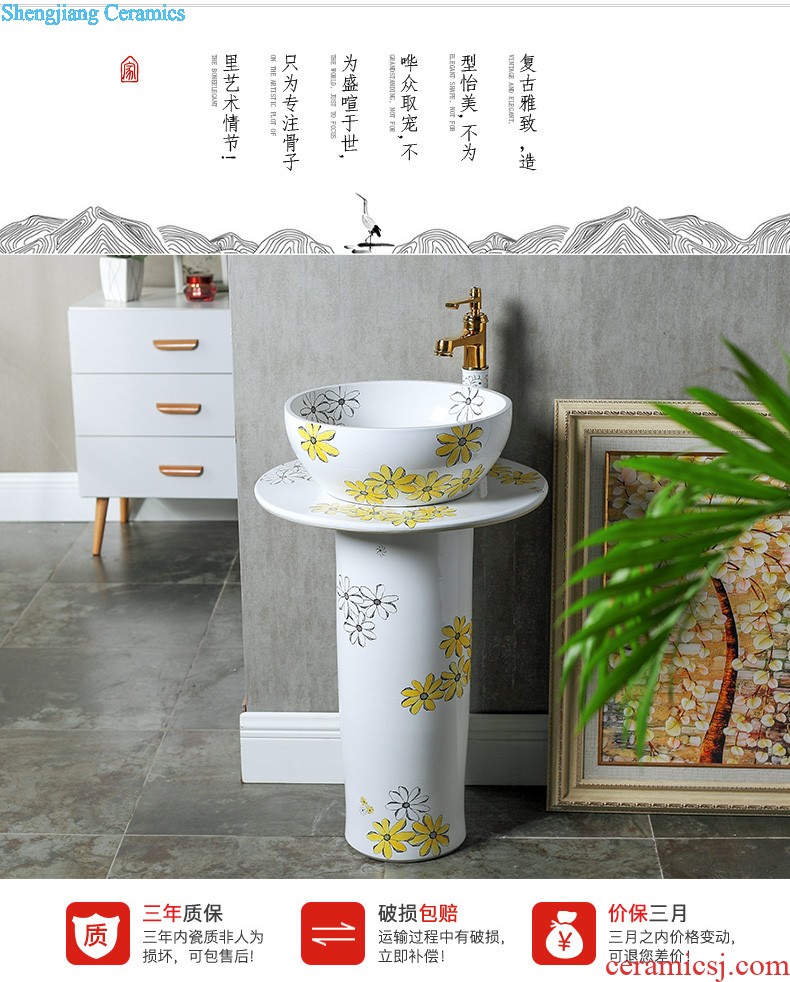 Continental basin of pillar type lavatory balcony column ceramic floor sink basin integrated outdoor sink