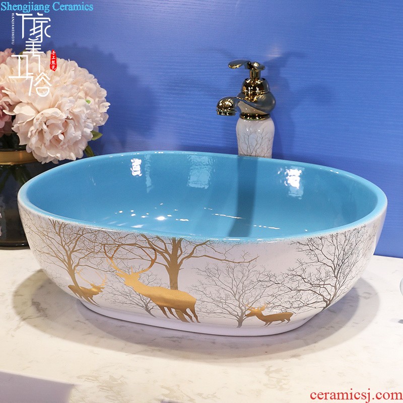 European art stage basin sink ceramic toilet lavatory oval home wash gargle basin balcony