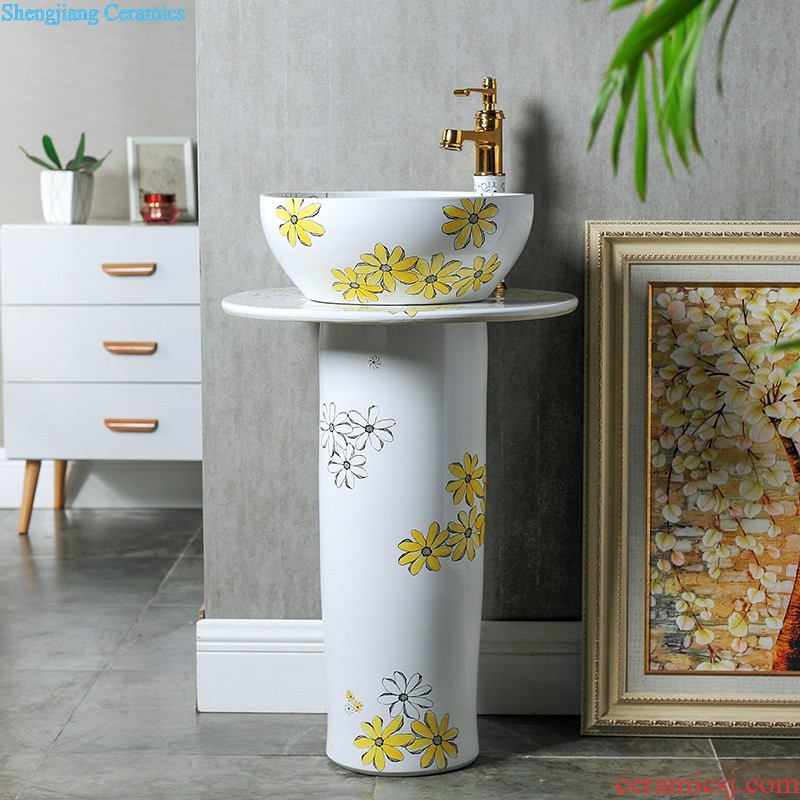 Continental basin of pillar type lavatory balcony column ceramic floor sink basin integrated outdoor sink