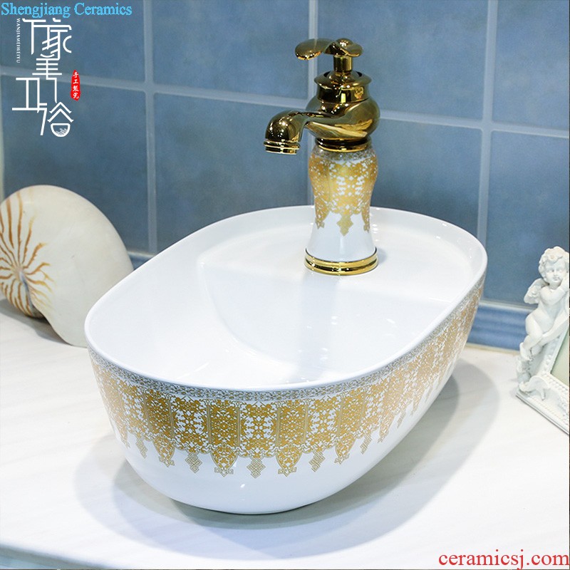 On the ceramic basin sink on the oval square lavatory European small household toilet basin