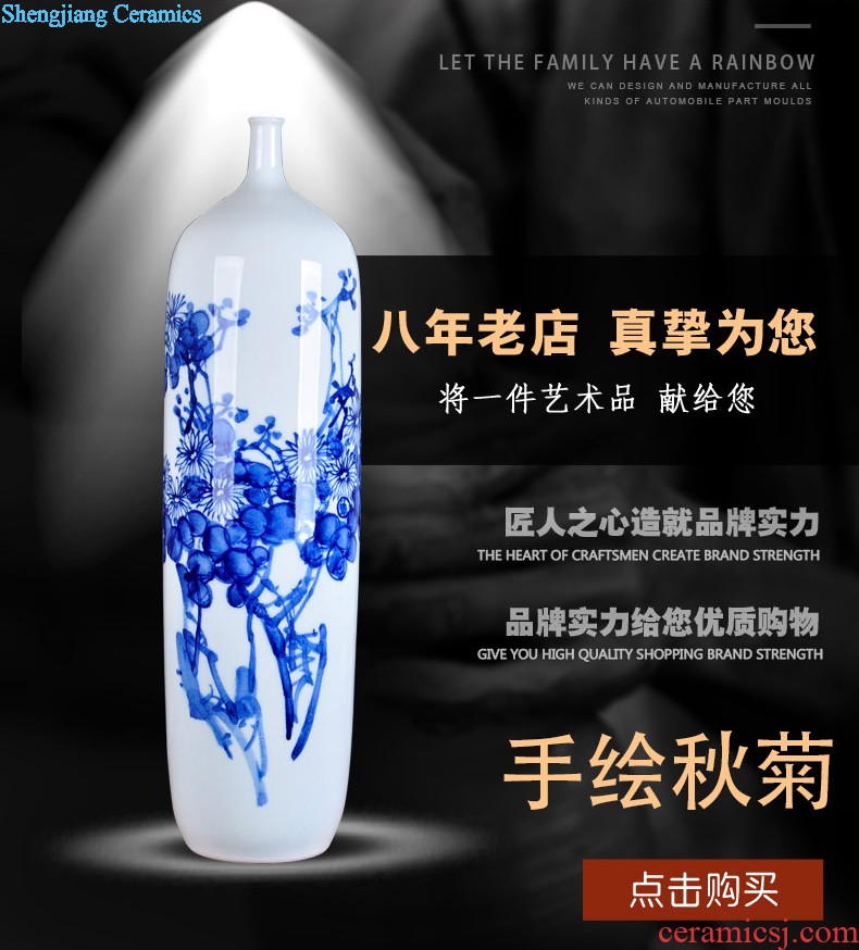 Blue and white porcelain of jingdezhen ceramics furnishing articles small mouth floor porcelain vases large household of Chinese style bookcase sitting room adornment