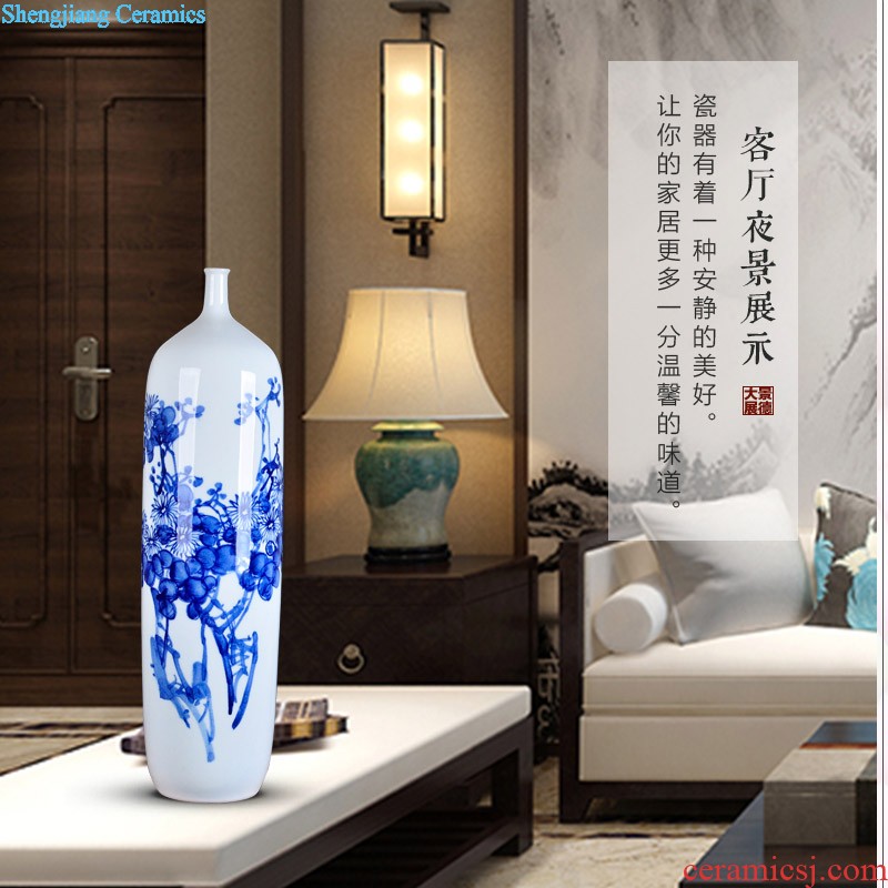 Blue and white porcelain of jingdezhen ceramics furnishing articles small mouth floor porcelain vases large household of Chinese style bookcase sitting room adornment