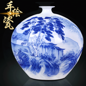 Jingdezhen blue and white ceramics youligong vase hand-painted imitation qing qianlong bottle The sitting room home handicraft furnishing articles