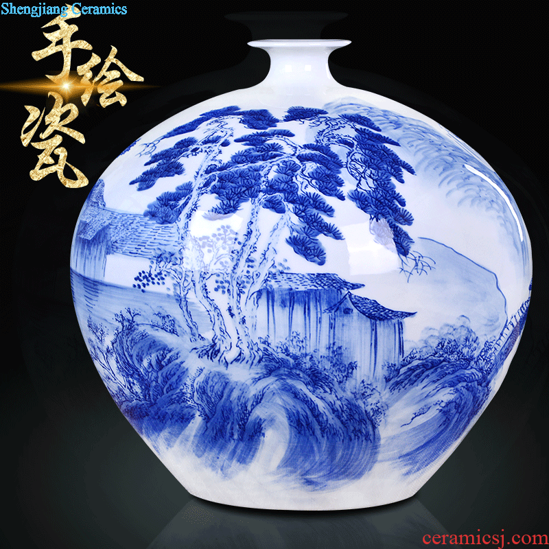 Jingdezhen blue and white ceramics youligong vase hand-painted imitation qing qianlong bottle The sitting room home handicraft furnishing articles