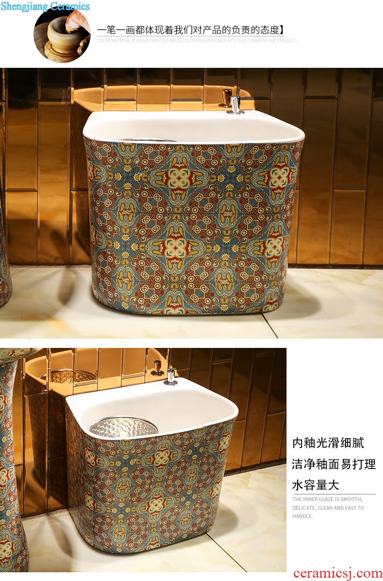 American style of jingdezhen Mediterranean basin basin bowl lavatory washbasins blue small size of crack on stage