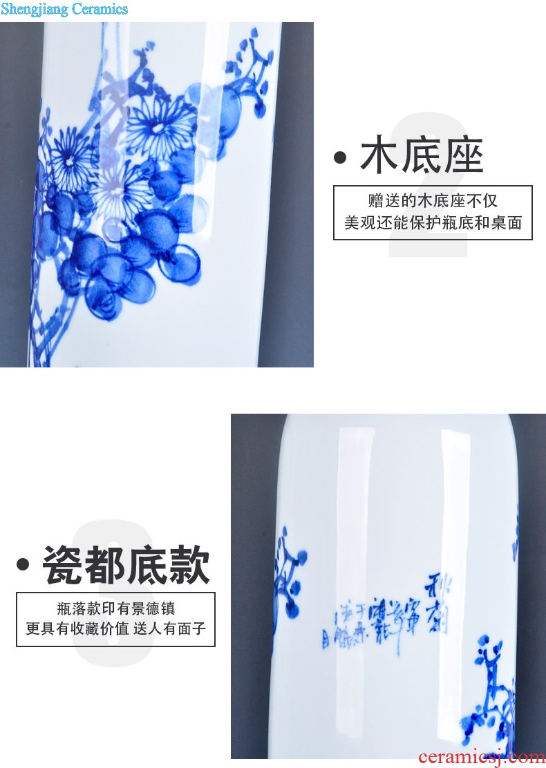 Blue and white porcelain of jingdezhen ceramics furnishing articles small mouth floor porcelain vases large household of Chinese style bookcase sitting room adornment
