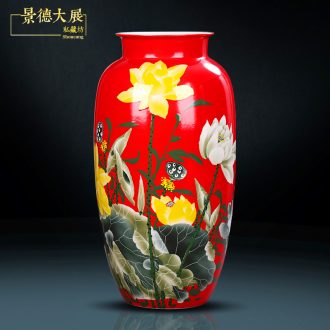 Famous hand-painted ceramic vase furnishing articles jingdezhen porcelain household sitting room adornment flower arranging furnishing articles creative arts and crafts