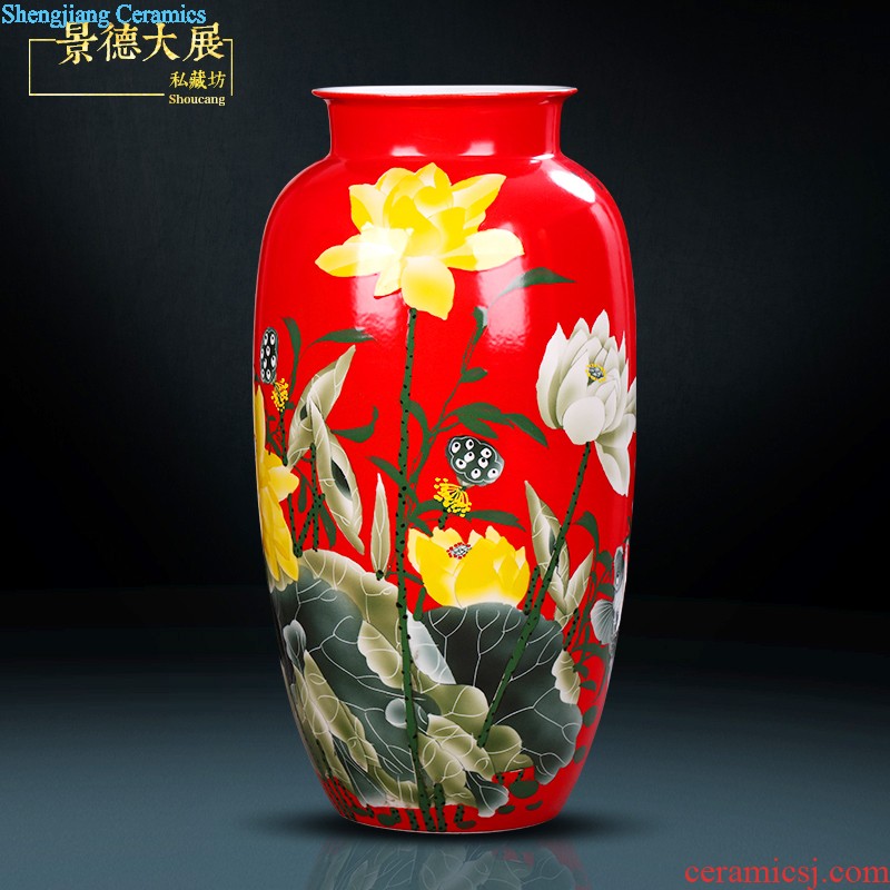 Famous hand-painted ceramic vase furnishing articles jingdezhen porcelain household sitting room adornment flower arranging furnishing articles creative arts and crafts