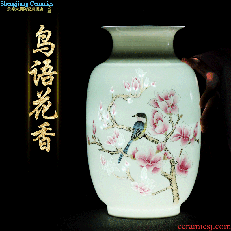 Ikea jingdezhen small mouth ceramic vase furnishing articles contemporary and contracted sitting room porch TV ark dried flower crafts