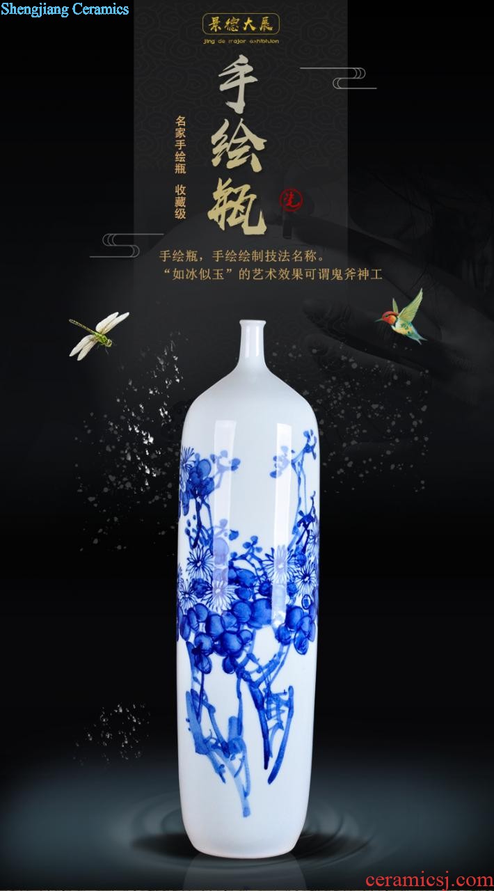 Blue and white porcelain of jingdezhen ceramics furnishing articles small mouth floor porcelain vases large household of Chinese style bookcase sitting room adornment