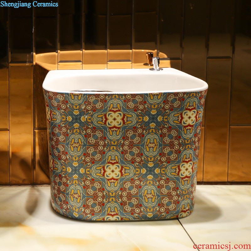 American style of jingdezhen Mediterranean basin basin bowl lavatory washbasins blue small size of crack on stage