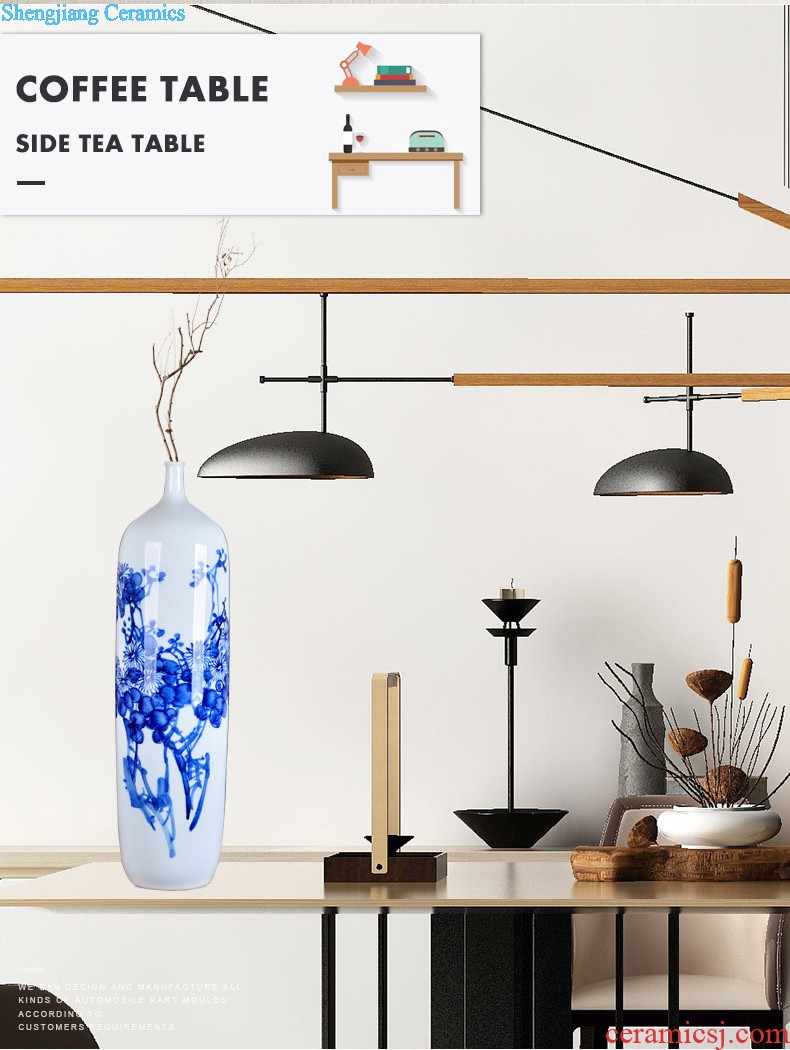 Blue and white porcelain of jingdezhen ceramics furnishing articles small mouth floor porcelain vases large household of Chinese style bookcase sitting room adornment