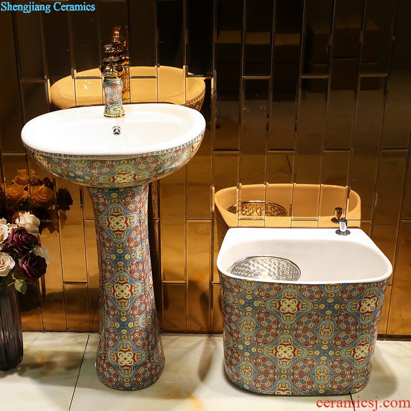 American style of jingdezhen Mediterranean basin basin bowl lavatory washbasins blue small size of crack on stage