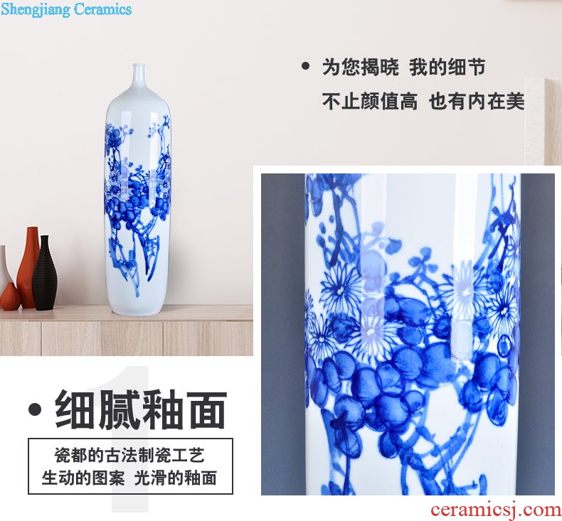 Blue and white porcelain of jingdezhen ceramics furnishing articles small mouth floor porcelain vases large household of Chinese style bookcase sitting room adornment