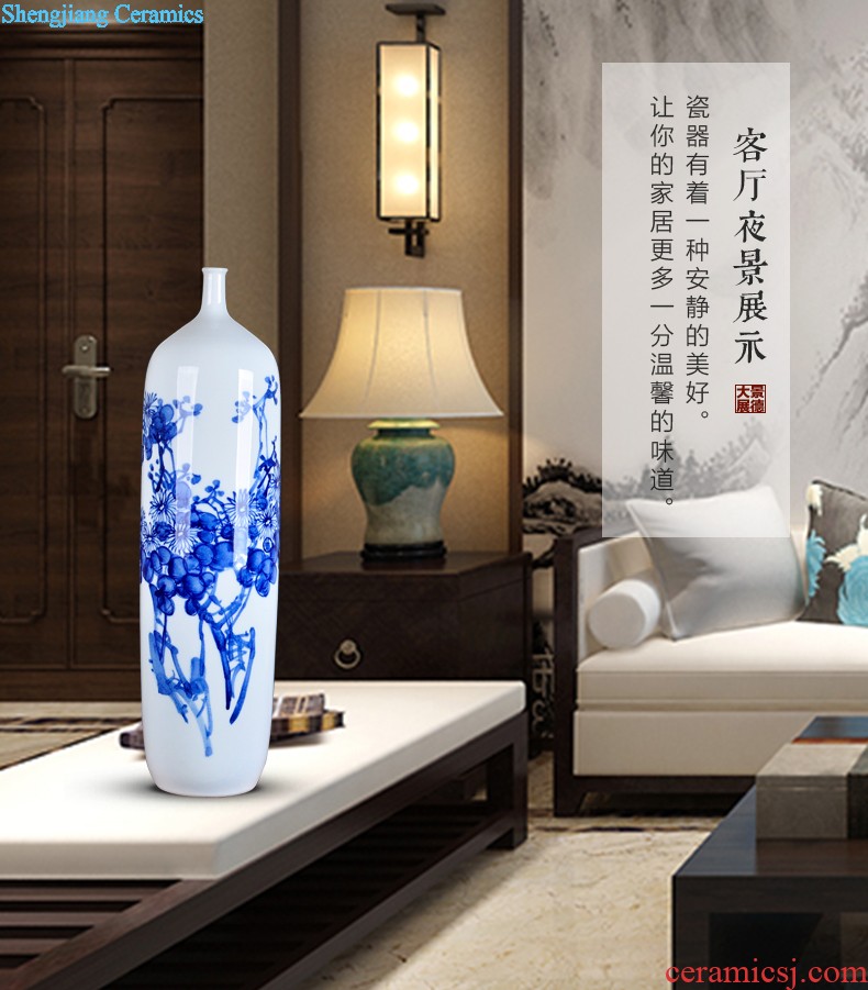 Blue and white porcelain of jingdezhen ceramics furnishing articles small mouth floor porcelain vases large household of Chinese style bookcase sitting room adornment