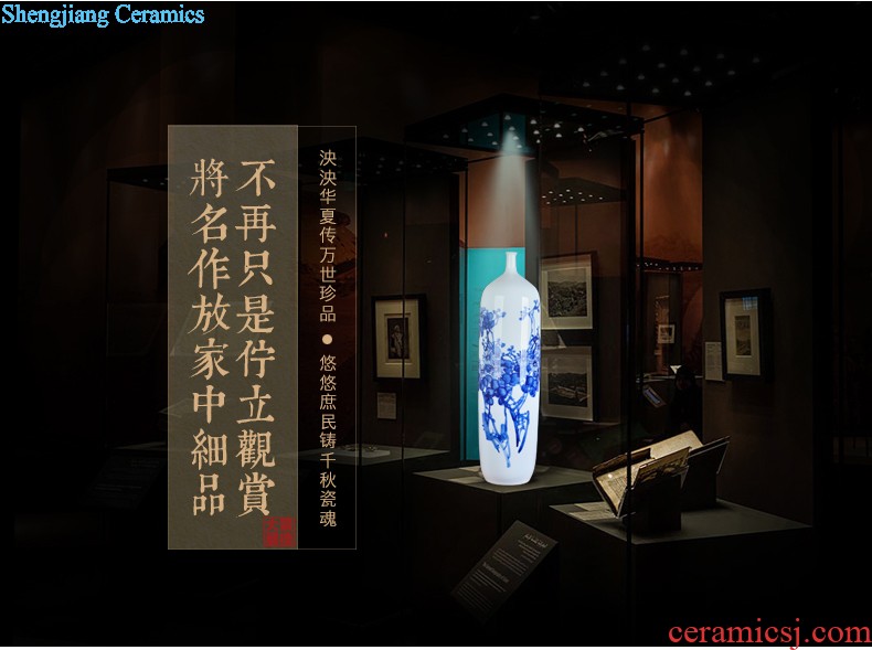 Blue and white porcelain of jingdezhen ceramics furnishing articles small mouth floor porcelain vases large household of Chinese style bookcase sitting room adornment
