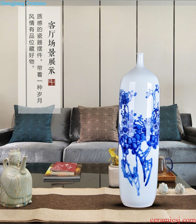 Blue and white porcelain of jingdezhen ceramics furnishing articles small mouth floor porcelain vases large household of Chinese style bookcase sitting room adornment