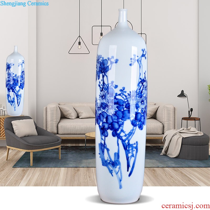Blue and white porcelain of jingdezhen ceramics furnishing articles small mouth floor porcelain vases large household of Chinese style bookcase sitting room adornment